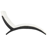 Folding Sun Lounger with Cushion Poly Rattan Black - Top-Down View
