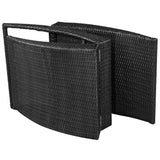 Folding Sun Lounger with Cushion Poly Rattan Black - Rear View