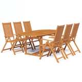 7 Piece Outdoor Dining Set Solid Acacia Wood - Front View