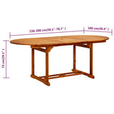Garden Table (150-200)x100x75 cm Solid Wood Acacia
