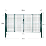 Double Door Fence Gate 300x150 cm Powder-Coated Steel