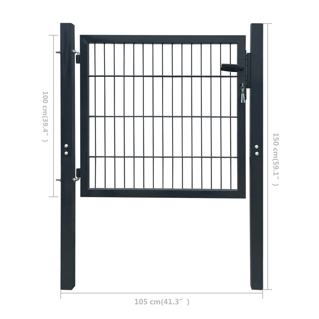 Fence Gate Steel Anthracite 100x100 cm