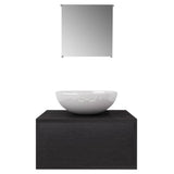 Three Piece Bathroom Furniture and Basin Set Black - Side View