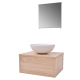 Three Piece Bathroom Furniture and Basin Set Beige - Front View