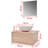 Three Piece Bathroom Furniture and Basin Set Beige - Low Angle