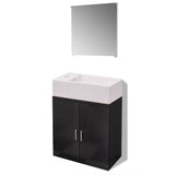 Three Piece Bathroom Furniture and Basin Set Black - Front View