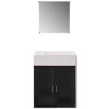 Three Piece Bathroom Furniture and Basin Set Black - Side View