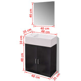 Three Piece Bathroom Furniture and Basin Set Black - Extra Image