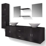 Nine Piece Bathroom Furniture and Basin Set Black