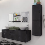 Nine Piece Bathroom Furniture and Basin Set Black - Side View
