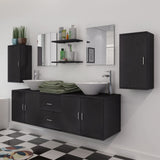 Nine Piece Bathroom Furniture and Basin Set Black
