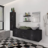 Nine Piece Bathroom Furniture and Basin Set Black