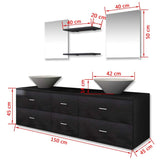 Seven Piece Bathroom Furniture and Basin Set Black - Extra Image