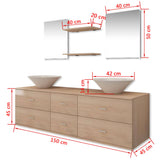 Seven Piece Bathroom Furniture and Basin Set Beige - Extra Image