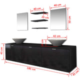 Eight Piece Bathroom Furniture and Basin Set Black - Extra Image