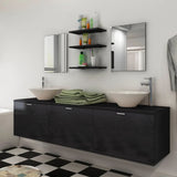 Eight Piece Bathroom Furniture and Basin Set Black