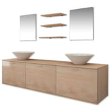 Eight Piece Bathroom Furniture and Basin Set Beige
