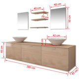 Eight Piece Bathroom Furniture and Basin Set Beige - Extra Image