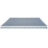 Folding Awning Manual-Operated 500 cm Blue and White - Front View