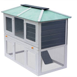 Animal Rabbit Cage Double Floor Wood - Front View