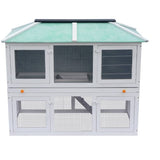 Animal Rabbit Cage Double Floor Wood - Front View
