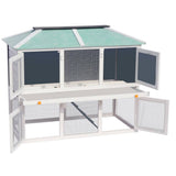 Animal Rabbit Cage Double Floor Wood - Top-Down View