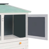 Animal Rabbit Cage Double Floor Wood - Rear View