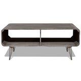 Coffee Table 90x55.5x38.5 cm Solid Paulownia Wood Grey - Side View