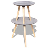 Two Piece Side Table/Coffee Table Set 55 cm&44 cm Concrete Grey - Rear View