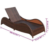 Sun Lounger with Cushion Poly Rattan Brown - Rear View