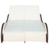Double Sun Lounger with Cushion Poly Rattan Brown - Side View