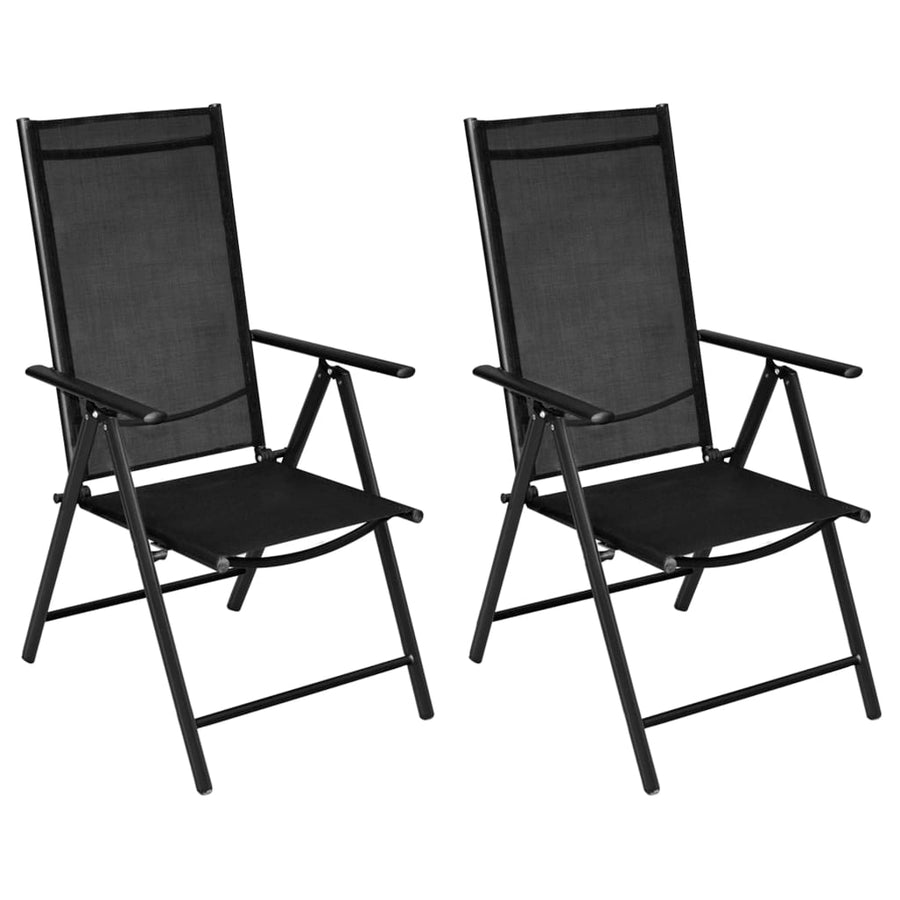 Folding Chairs 2 pcs Aluminium and Textilene Black