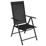 Folding Garden Chairs 2 pcs Aluminium and Textilene Black - Front View