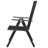 Folding Garden Chairs 2 pcs Aluminium and Textilene Black - Side View