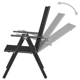 Folding Garden Chairs 2 pcs Aluminium and Textilene Black - Top-Down View