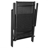 Folding Garden Chairs 2 pcs Aluminium and Textilene Black - Rear View