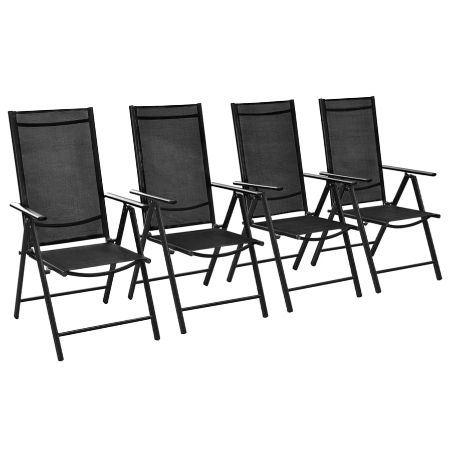 Folding Chairs 4 pcs Aluminium and Textilene Black