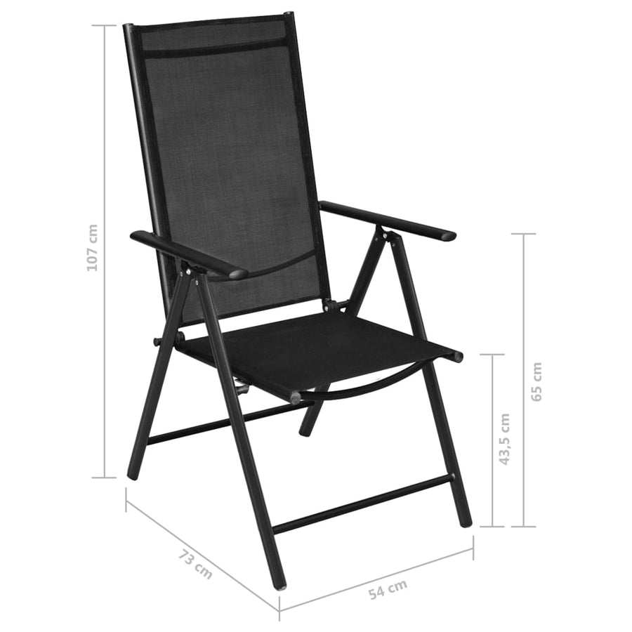 Folding Chairs 4 pcs Aluminium and Textilene Black