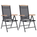Folding Chairs 2 pcs Aluminium and Textilene Black
