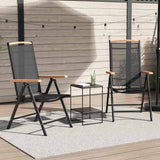 Folding Garden Chairs 2 pcs Aluminium and Textilene Black - Front View