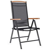 Folding Garden Chairs 2 pcs Aluminium and Textilene Black - Side View