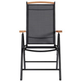 Folding Garden Chairs 2 pcs Aluminium and Textilene Black - Top-Down View