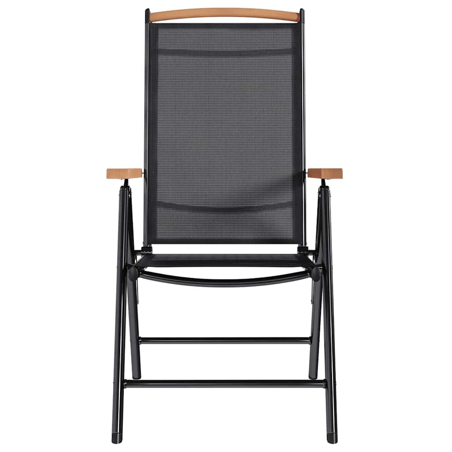 Folding Chairs 2 pcs Aluminium and Textilene Black