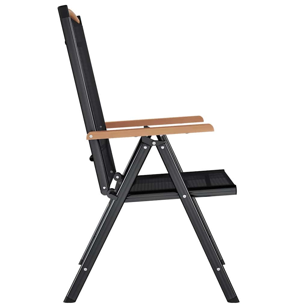 Folding Garden Chairs 2 pcs Aluminium and Textilene Black