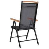 Folding Garden Chairs 2 pcs Aluminium and Textilene Black - Rear View