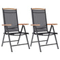 Folding Chairs 2 pcs Aluminium and Textilene Black