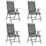 Folding Garden Chairs 4 pcs Aluminium and Textilene Black