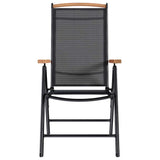 Folding Garden Chairs 4 pcs Aluminium and Textilene Black - Top-Down View