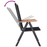 Folding Garden Chairs 4 pcs Aluminium and Textilene Black - Close-Up Angle