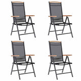 Folding Chairs 4 pcs Aluminium and Textilene Black
